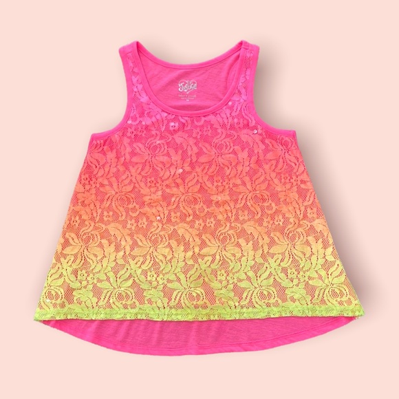 Girls hot pink Justice sparkly tank top - Picture 1 of 12